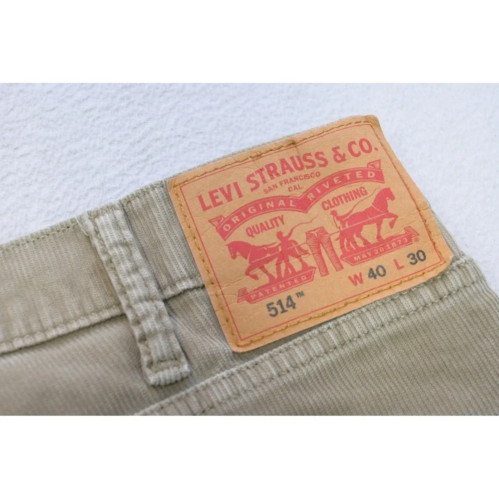 Levi's 514 Corduroy‎ Pants Mens W40 L30 Tan Straight Fit Stretch Excellent